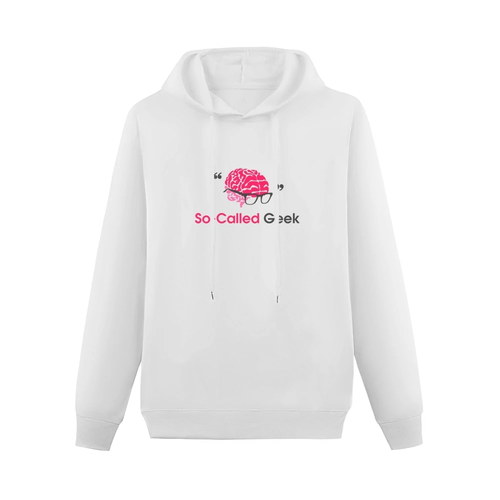 So-called geek brain head mind with geeky glass Men Hoodie Without Pocket