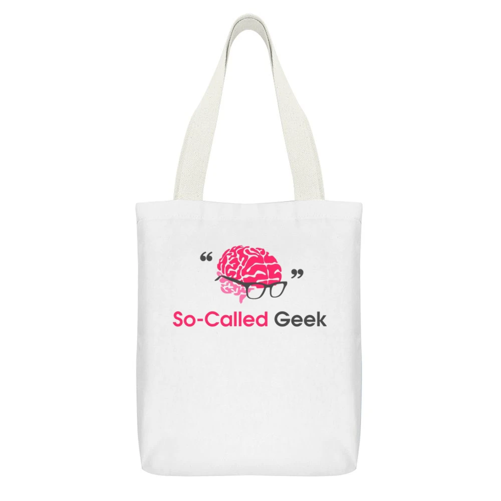 So-called geek brain head mind with geeky glass White Canvas Tote Shopping Bag With Interior Pocket