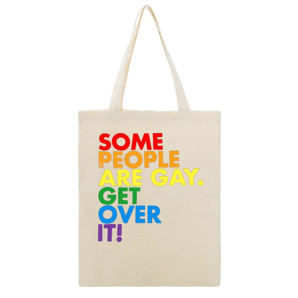 Some People Are Gay Get Over It Pro LGBT Texas News Controversy Graphi Beige Canvas Tote Shopping Bag