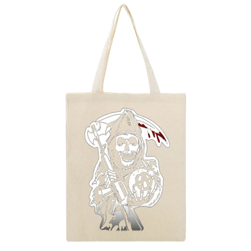 Sons of Anarchy the reaper guillotine Beige Canvas Tote Shopping Bag