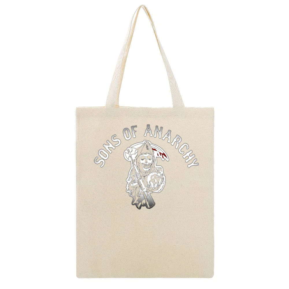 Sons of Anarchy the reaper guillotine logo Beige Canvas Tote Shopping Bag