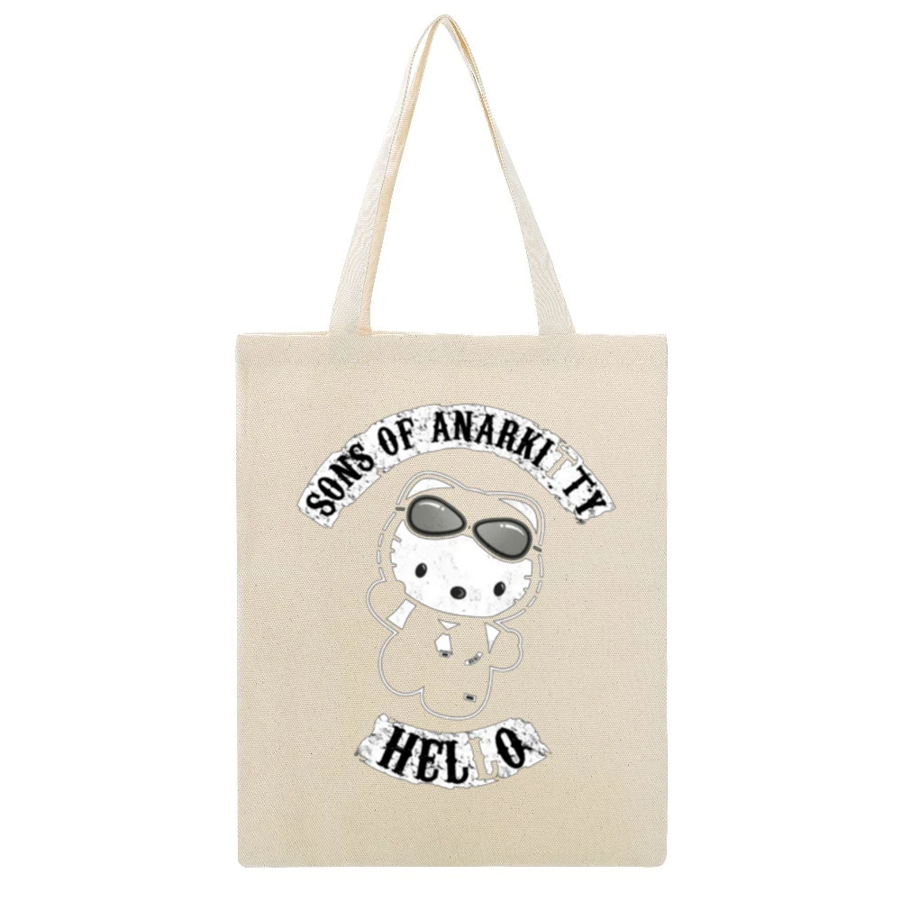 Sons of Anarkitty tee Beige Canvas Tote Shopping Bag