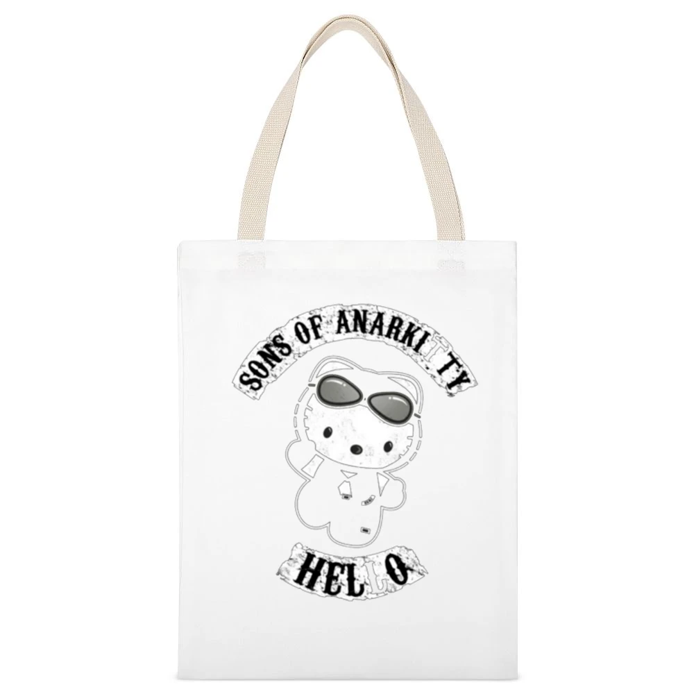 Sons of Anarkitty tee White Canvas Tote Shopping Bag