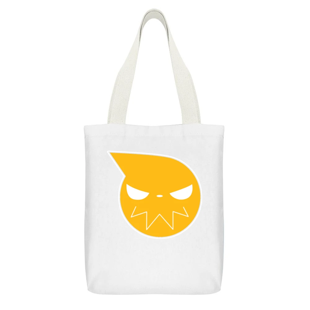 Soul eater manga anime yellow soul ghost White Canvas Tote Shopping Bag With Interior Pocket