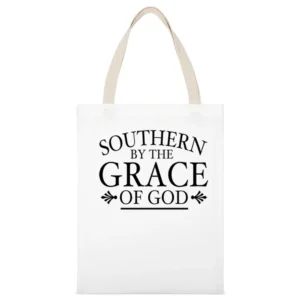 Southern By The Grace Of God Popular Tee Shirt White Canvas Tote Shopping Bag