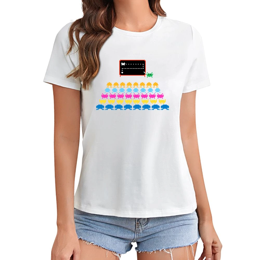 Space Invaders Atari Asian Size Women Ladies T-shirt