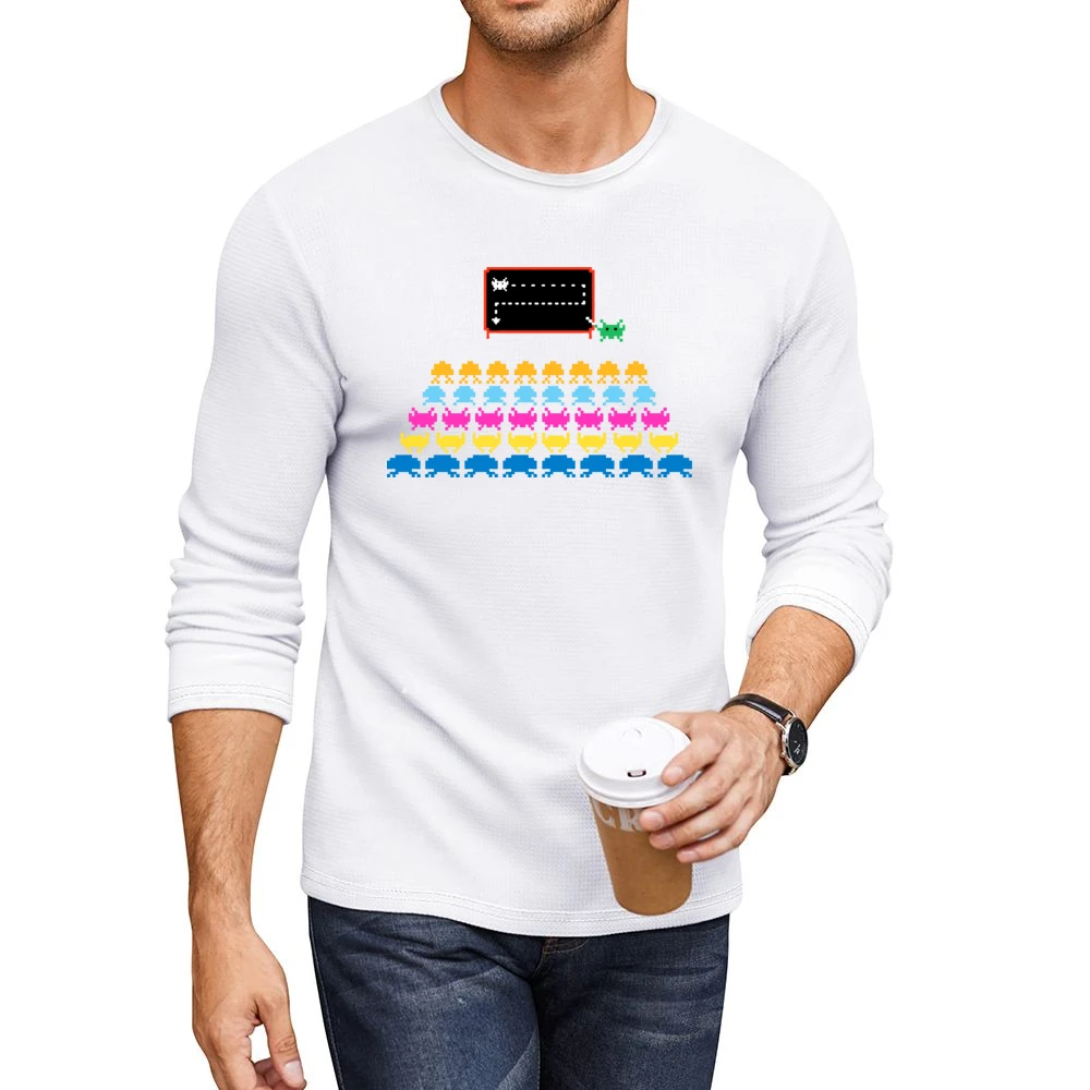 Space Invaders Atari Men CrewNeck Long Sleeve T-Shirt