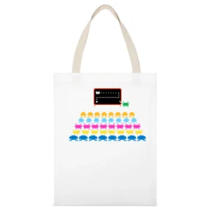 Space Invaders Atari White Canvas Tote Shopping Bag