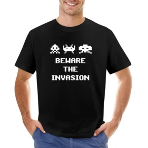 Space Invaders Beware The Invasion Asian Size Men T-Shirt