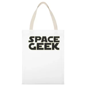 Space geek black text funny White Canvas Tote Shopping Bag