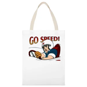 Speed Racer Classic Cartoon White Canvas Tote Shopping Bag