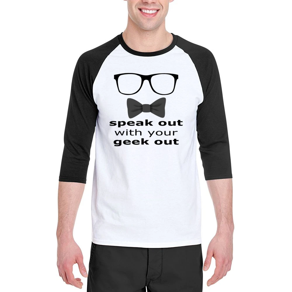 Speek out with your geek out - geeky glass with buttelfy tie - nerd T Men 3/4 Sleeve T-Shirt