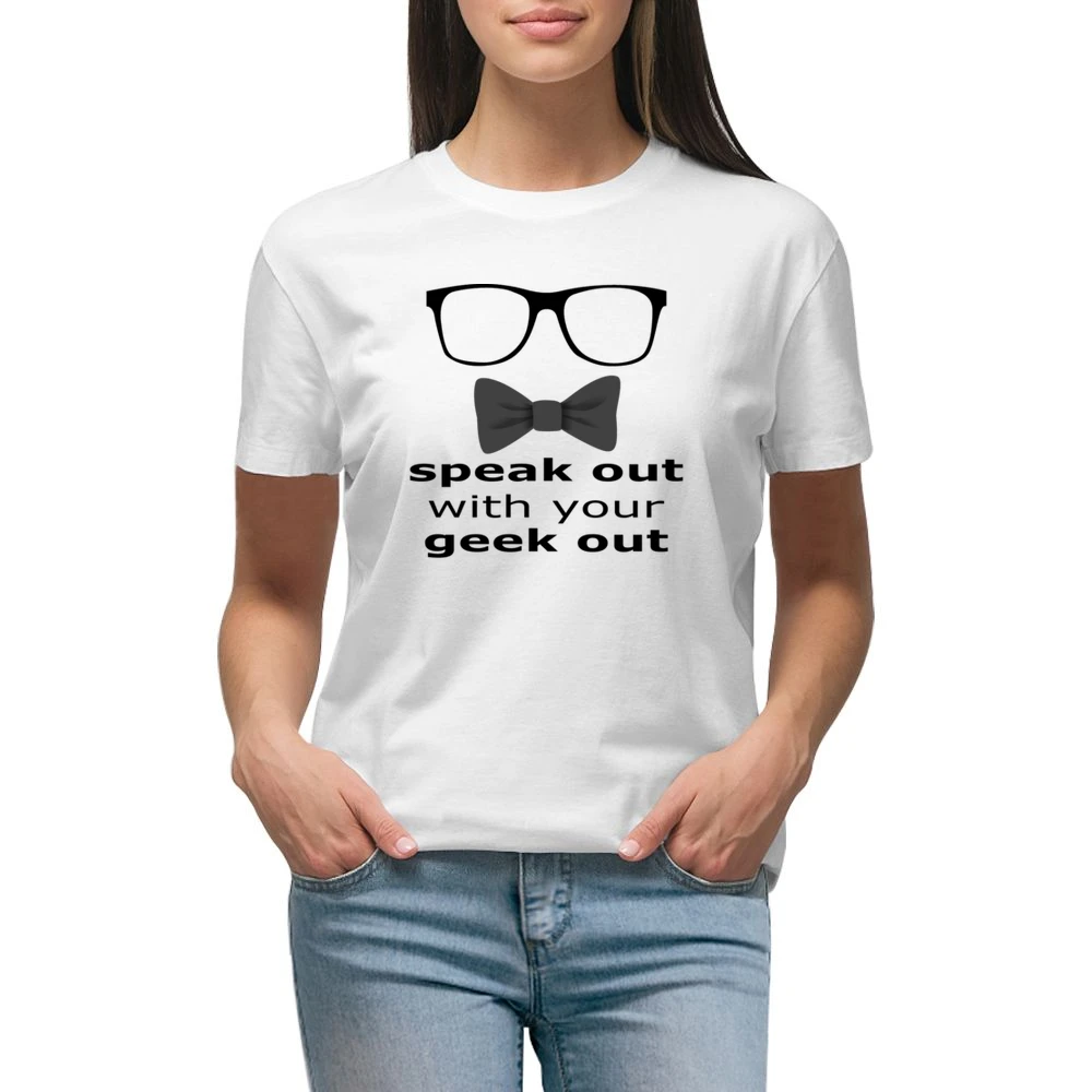 Speek out with your geek out - geeky glass with buttelfy tie - nerd T Premium Women Ladies T-shirt
