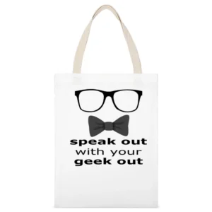 Speek out with your geek out - geeky glass with buttelfy tie - nerd T White Canvas Tote Shopping Bag