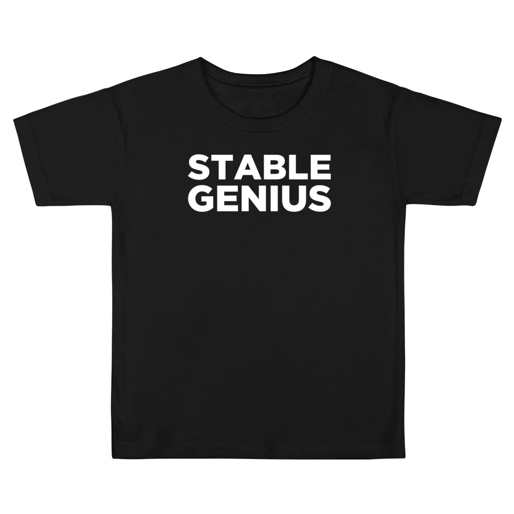Stable Genius Funny Donald Trump President Quote White Text Kids Boys Girls T-Shirt