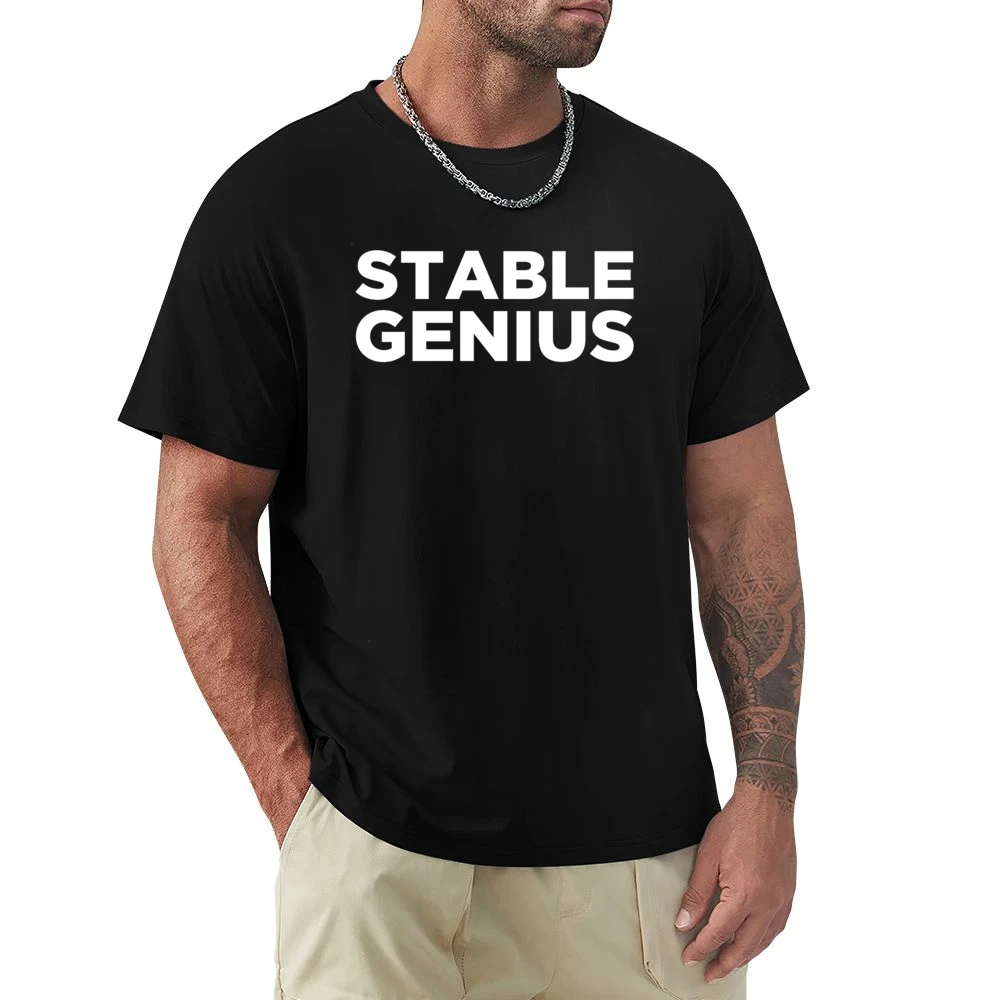 Stable Genius Funny Donald Trump President Quote White Text Premium Men T-shirt
