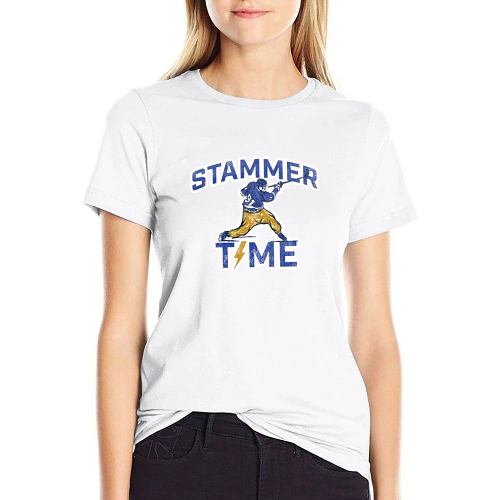 Stammer Time Steven Stamkos Hockey Playoffs Graphic US Size Women Ladies T-shirt