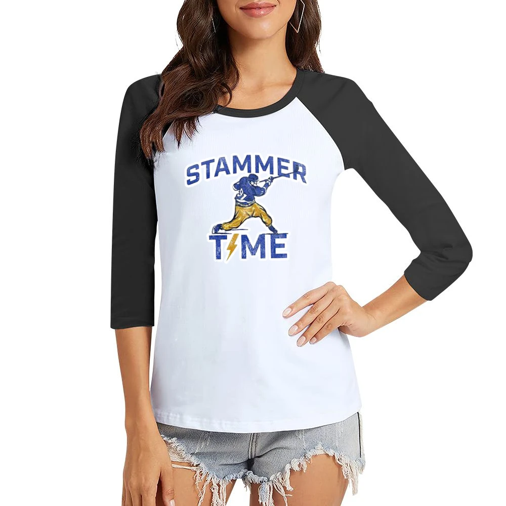 Stammer Time Steven Stamkos Hockey Playoffs Graphic Women Ladies 3-4 Sleeve T-Shirt