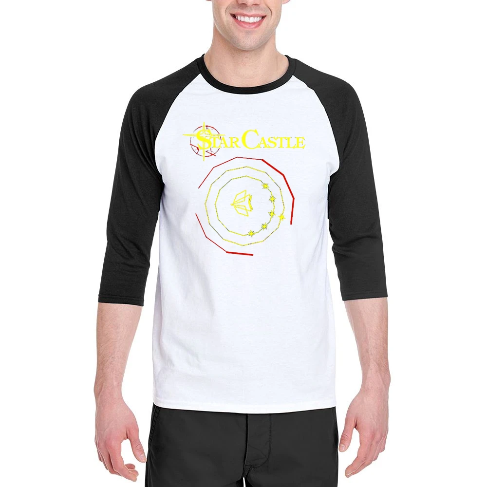Star Castle Video Game Retro 80s Men 3/4 Sleeve T-Shirt