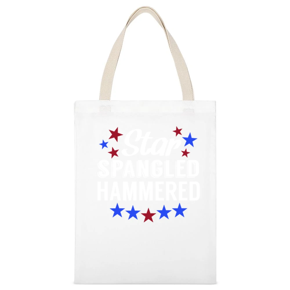 Star Spangled Hammered Funny USA American Fourth Of July Celebration G White Canvas Tote Shopping Bag