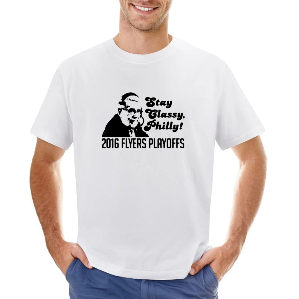 Stay Classy Philly Fun 2016 Philadelphia Hockey Playoffs Lou Nolan Gra Asian Size Men T-Shirt