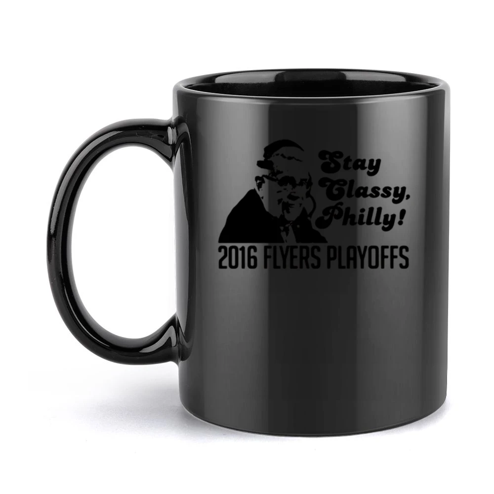 Stay Classy Philly Fun 2016 Philadelphia Hockey Playoffs Lou Nolan Gra Black Mug
