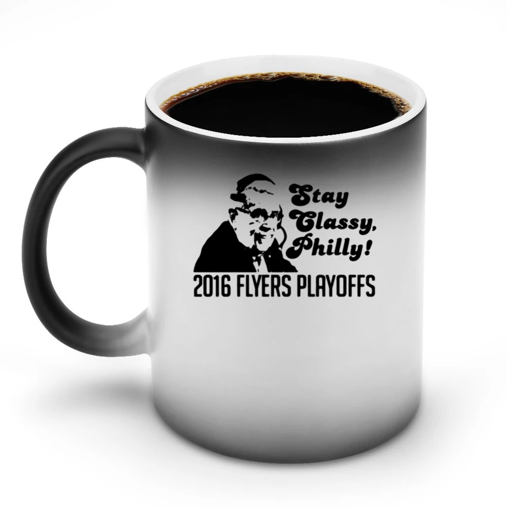Stay Classy Philly Fun 2016 Philadelphia Hockey Playoffs Lou Nolan Gra Discoloration Mug