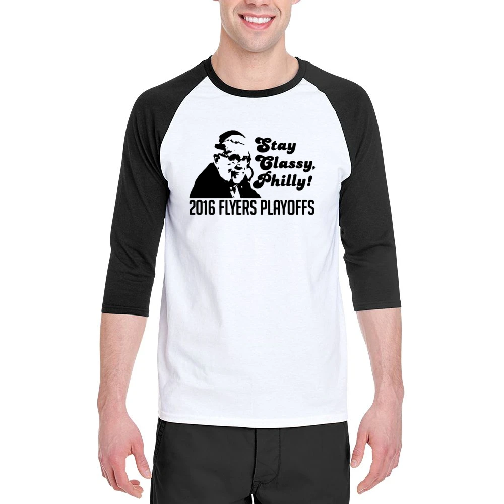 Stay Classy Philly Fun 2016 Philadelphia Hockey Playoffs Lou Nolan Gra Men 3/4 Sleeve T-Shirt