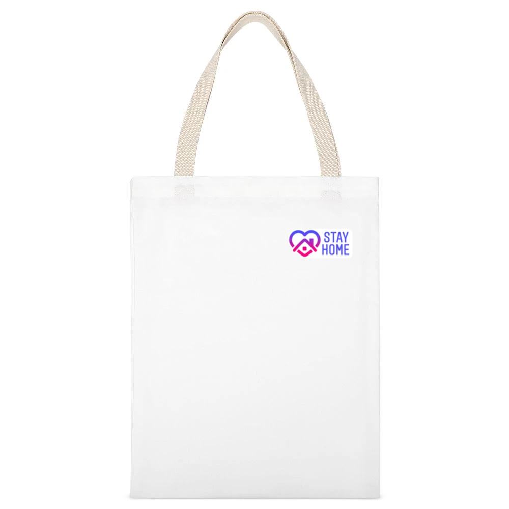 Stay Home Covid Instagram Story Sticker Ladies White Canvas Tote Shopping Bag