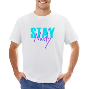 Stay Nasty Fun Popular Political Retro 80s Vintage Style Graphic Tee S Asian Size Men T-Shirt
