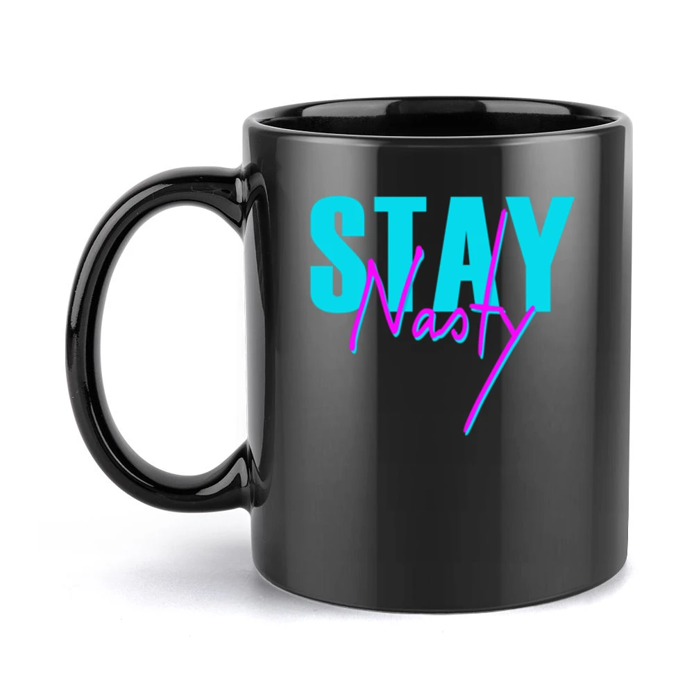 Stay Nasty Fun Popular Political Retro 80s Vintage Style Graphic Tee S Black Mug