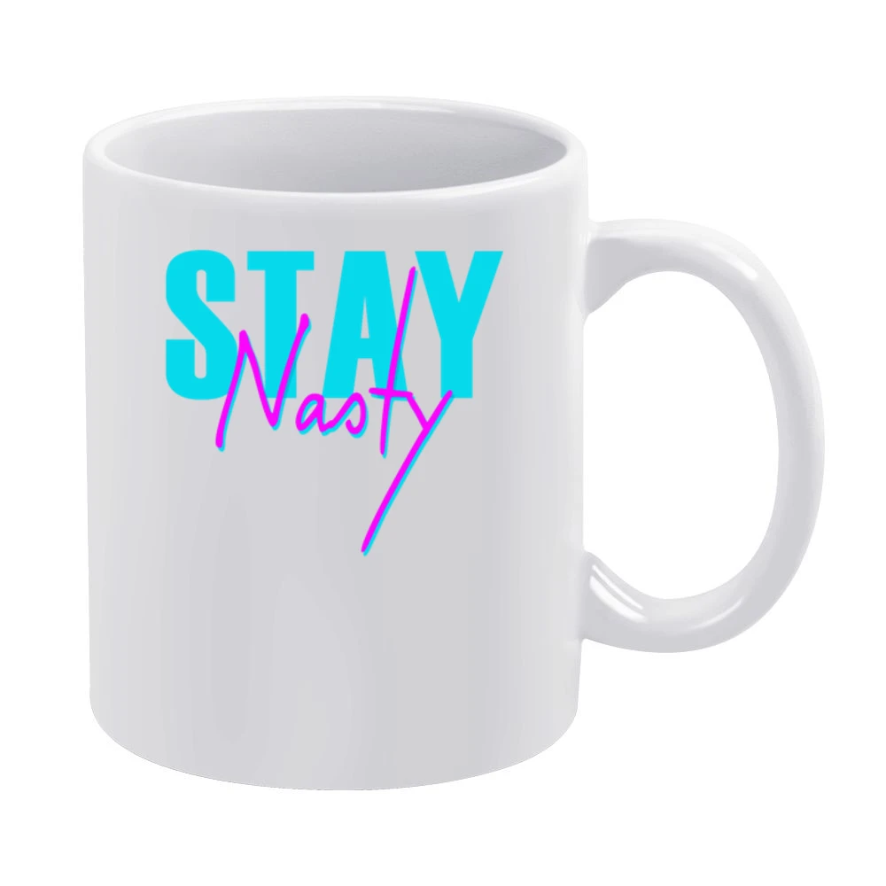Stay Nasty Fun Popular Political Retro 80s Vintage Style Graphic Tee S White Mug
