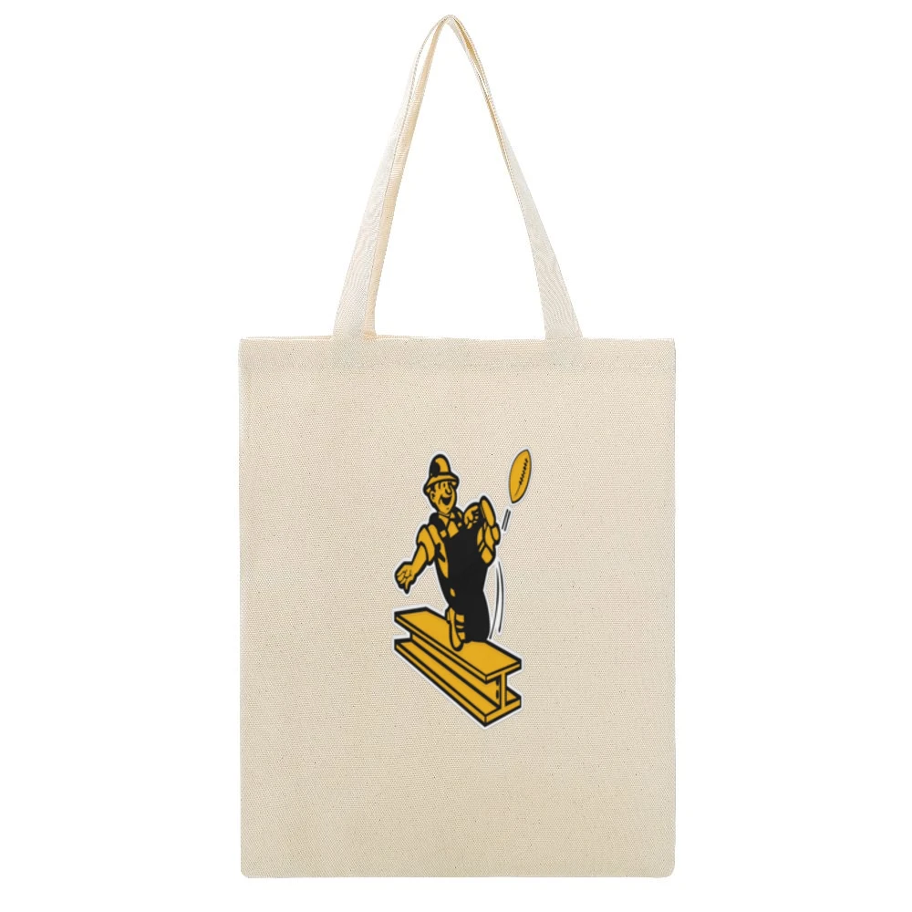 Steelers Vintage Tee Beige Canvas Tote Shopping Bag