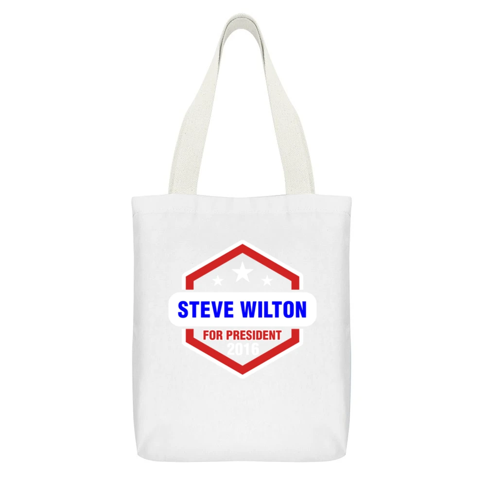 Steve Wilton For President 2016 Shameless TV Show White Canvas Tote Shopping Bag With Interior Pocket