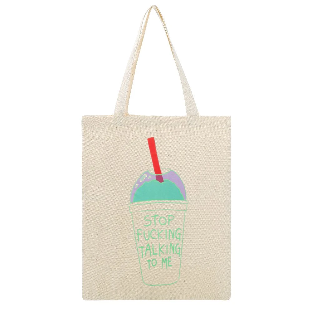 Stop Fucking Talking To Me Funny Slushy Grunge Beige Canvas Tote Shopping Bag