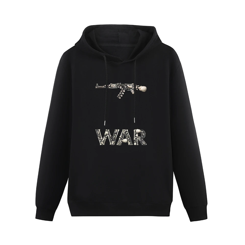 Stop the Violence war guns text fron bones and skull Men Hoodie Without Pocket