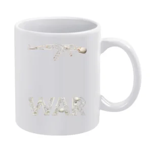 Stop the Violence war guns text fron bones and skull White Mug