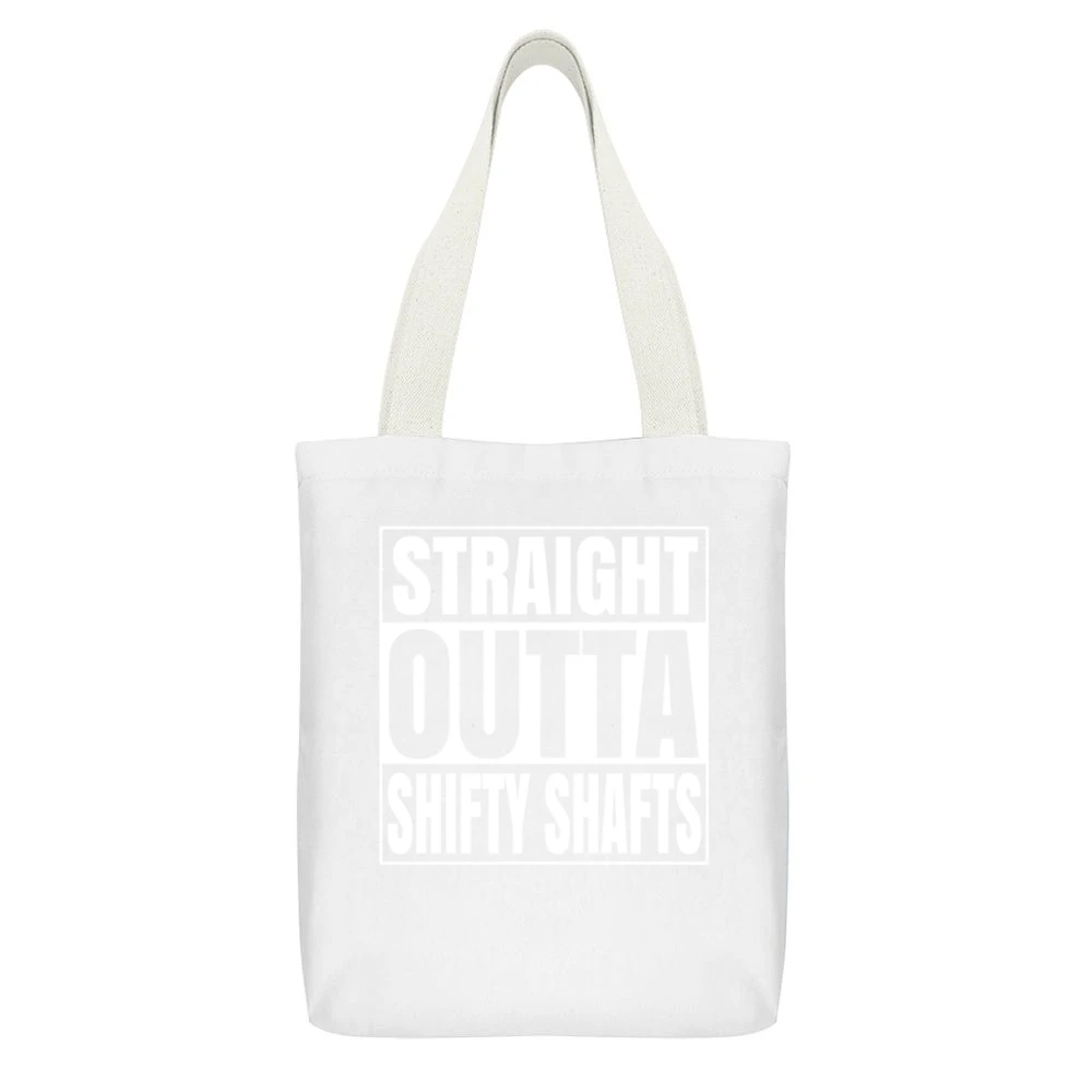 Straight Outta Shifty Shafts Fortnite Battle Royale Funny Video Game T White Canvas Tote Shopping Bag With Interior Pocket