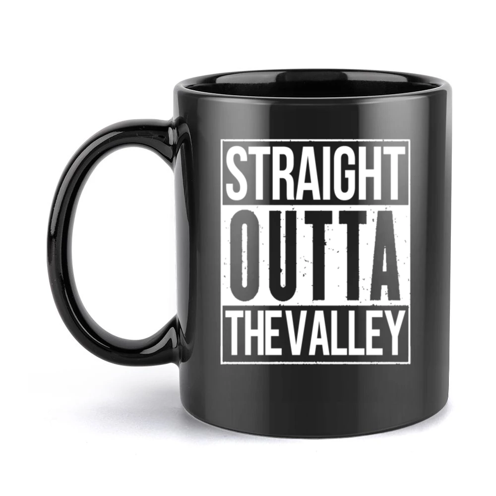 Straight Outta The Valley Funny California Parody Black Mug