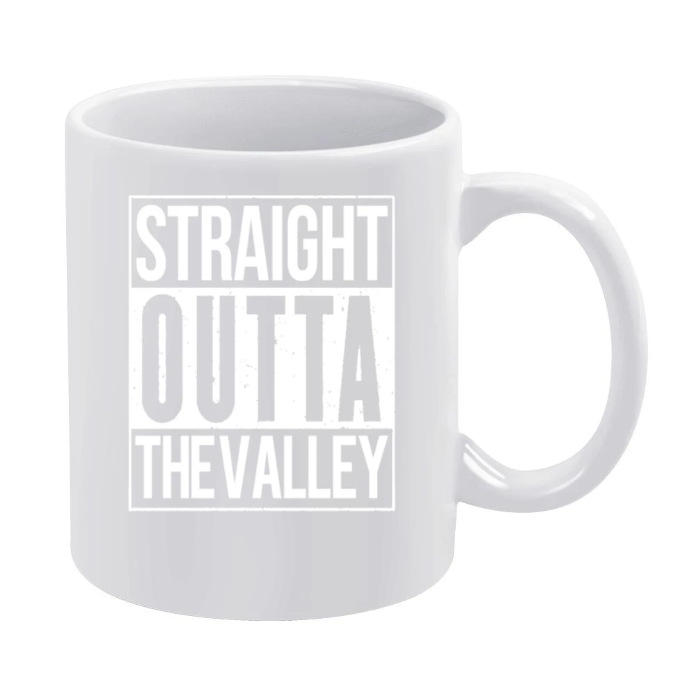Straight Outta The Valley Funny California Parody White Mug