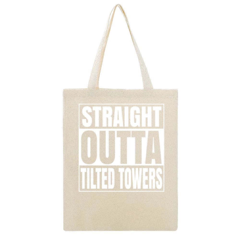 Straight Outta Tilted Towers Fortnite Battle Royale Funny Video Game T Beige Canvas Tote Shopping Bag