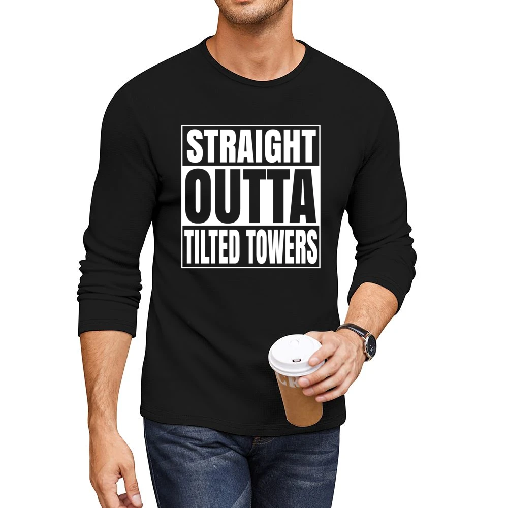 Straight Outta Tilted Towers Fortnite Battle Royale Funny Video Game T Men CrewNeck Long Sleeve T-Shirt