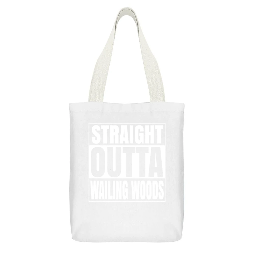 Straight Outta Wailing Woods Fortnite Battle Royale Funny Video Game T White Canvas Tote Shopping Bag With Interior Pocket