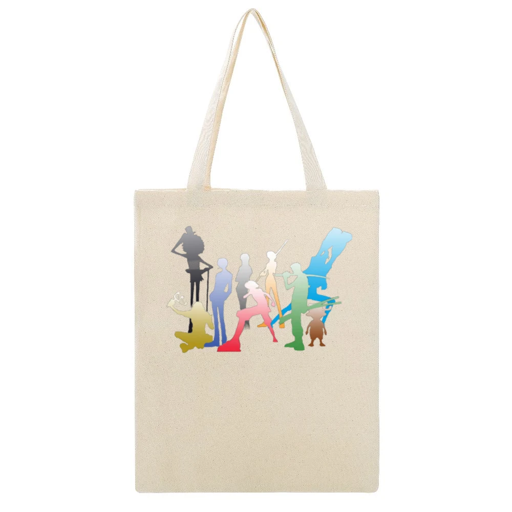 Straw Hat Pirates Member Luffy Zoro Nami Usop Sanji Chopper Robin Fran Beige Canvas Tote Shopping Bag