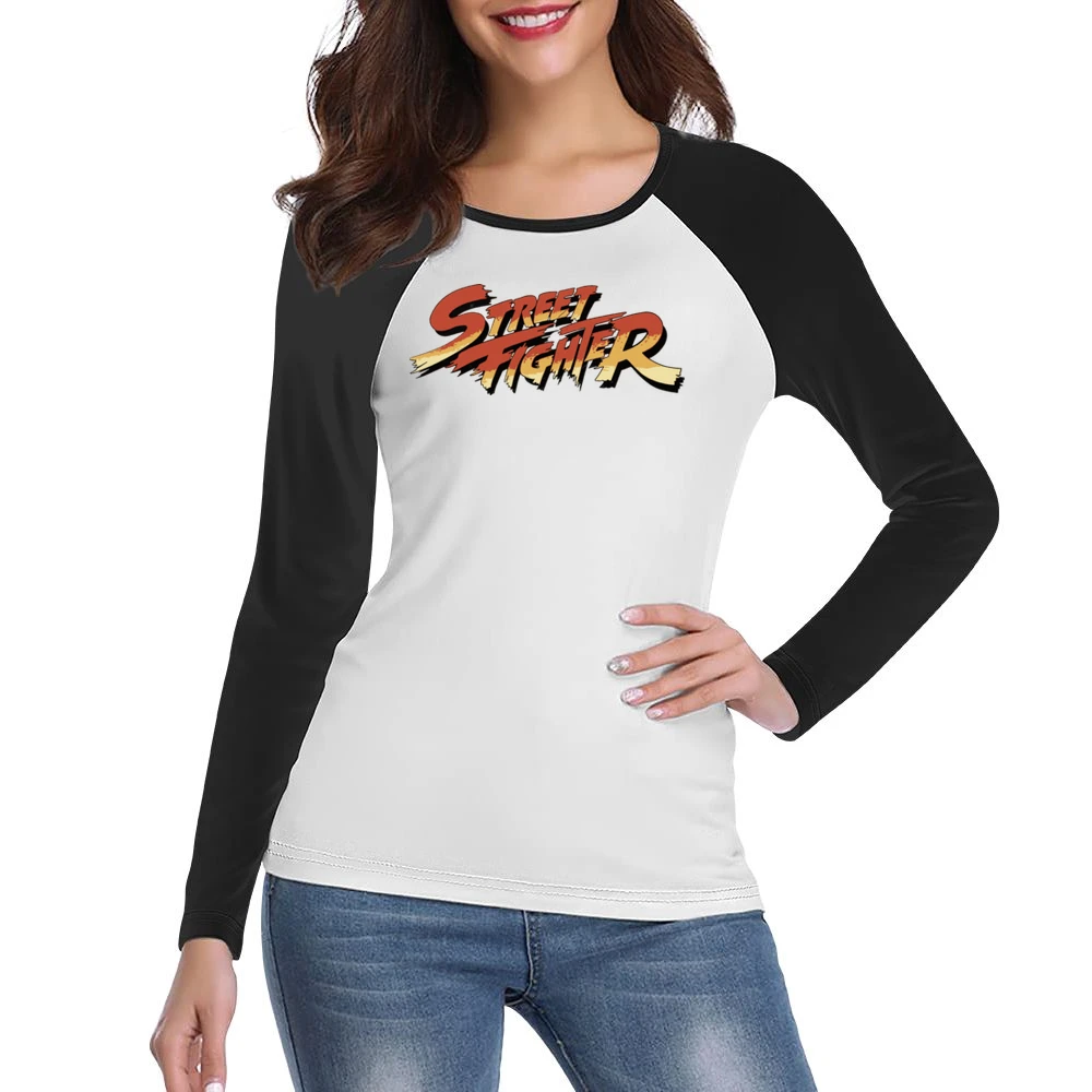 Street Fighter Retro Video Game 80s Women Ladies Long Sleeve T-Shirt