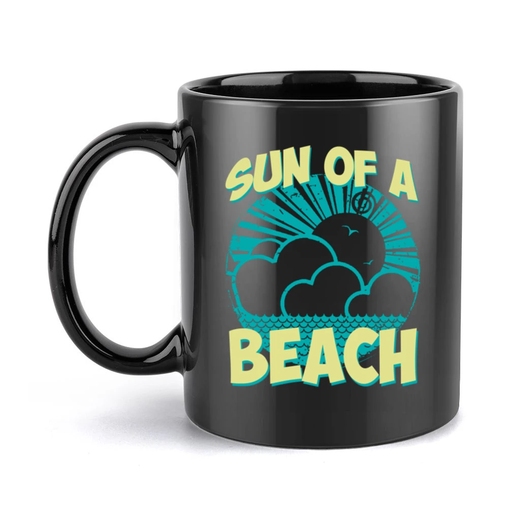 Sun Of A Beach Fun Cool Retro Vintage Style Cool Graphic Summer Tee Sh Black Mug
