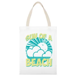 Sun Of A Beach Fun Cool Retro Vintage Style Cool Graphic Summer Tee Sh White Canvas Tote Shopping Bag