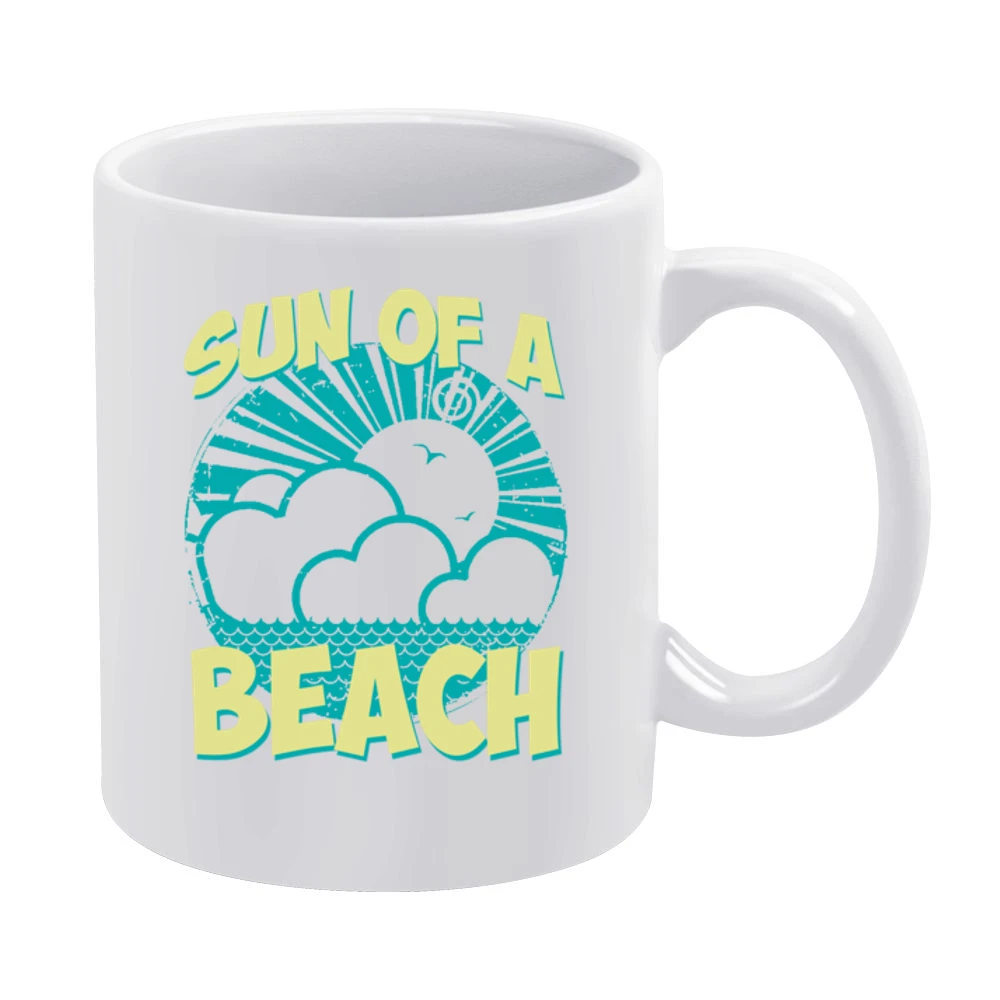 Sun Of A Beach Fun Cool Retro Vintage Style Cool Graphic Summer Tee Sh White Mug