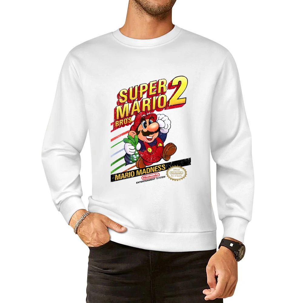Super Mario Bros 2 Nes Nintendo Old School Retro Video Game Fan Distre European Size Pullover Sweater