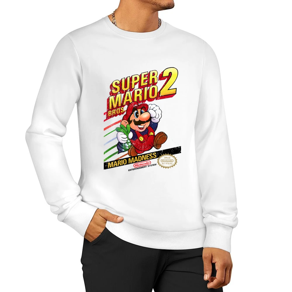 Super Mario Bros 2 Nes Nintendo Old School Retro Video Game Fan Distre Men Pullover Sweatshirt